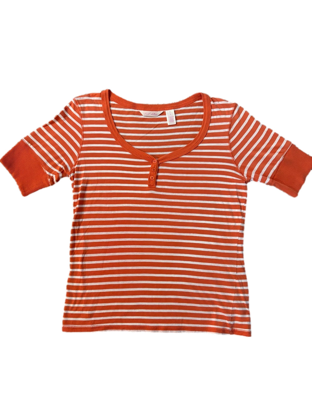 Derek Heart Orange & White Striped Short-Sleeve Top